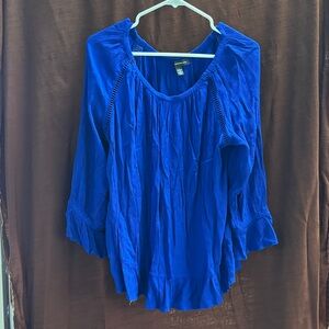 INC International Concepts Royal Blue Peasant Top